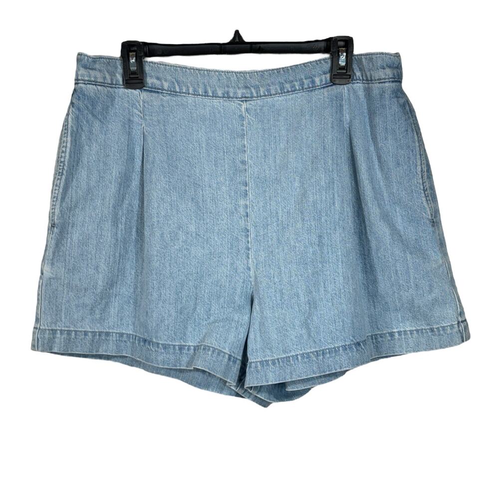 Madewell X-Large Jean Shorts Pull-On Pleated Front Pockets Hi-Rise Light Wash